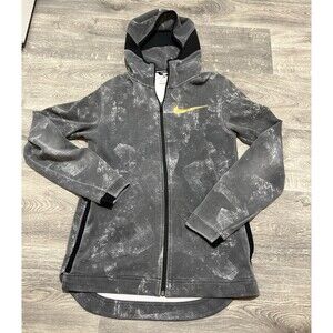 NIKE Baseball Dri-Fit Elite Full Zip Hoodie Grey/White Swoosh Logo Size Small